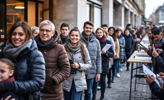 People queueing to volunteer