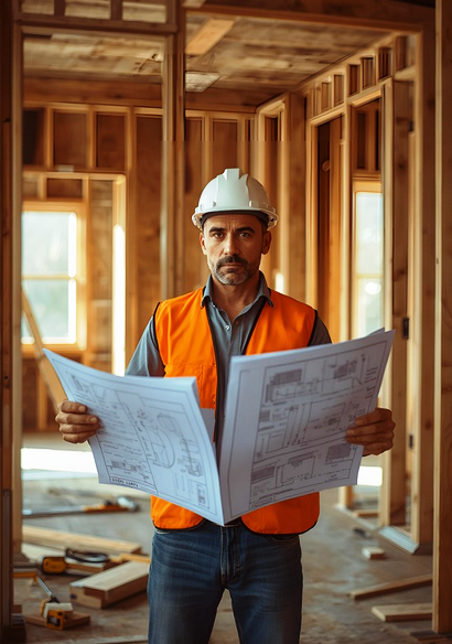 Surveying a house under construction