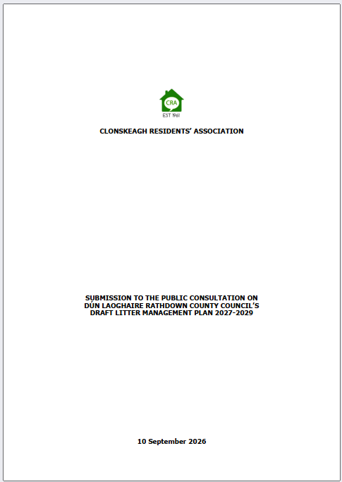 Submission to Public Consultation on Draft Litter Management Plan 2027